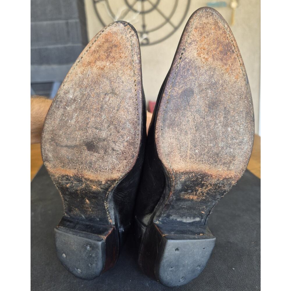 Vintage Tony Lama Black Leather Western Cowgirl Boots Size 6.5 Made in Mexico - Picture 8 of 13